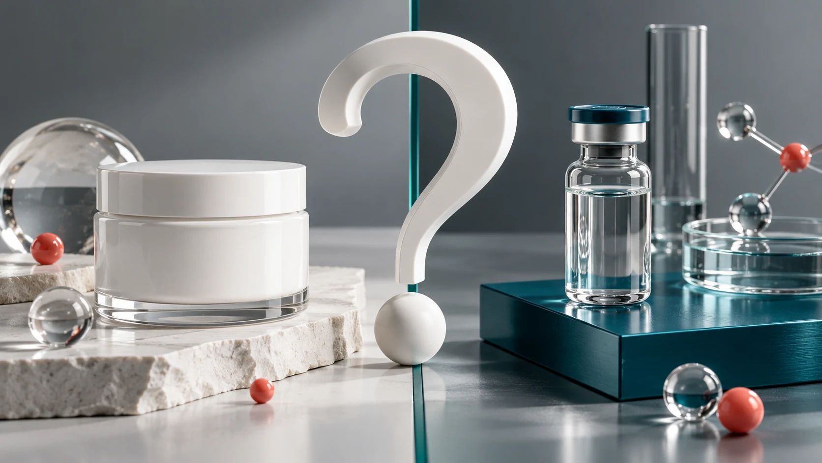 Separated cosmetic packaging and research material concepts