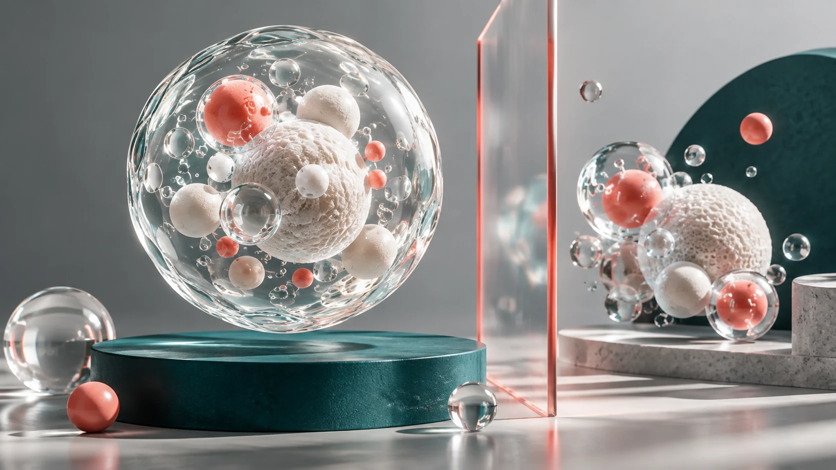 Abstract biological model with a partition representing evidence boundaries